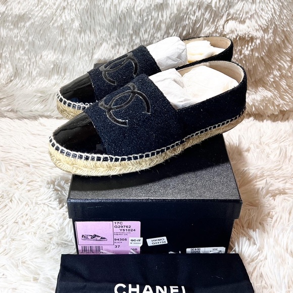 Authentic Chanel Espadrilles Metallic tweed and Patent Leather - Picture 7 of 9